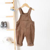 Cross2026 Kids' Corduroy Overalls - Korean Style for 0-3 Years, Versatile Spring/Autumn Wear 100cm Size 10 beige