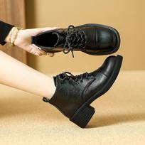 British Martin boots women's 2025 new autumn and winter platform short women's boots small height increase medium heel short boots 42