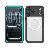 SHELLBOX 360 atsparus vandeniui viso kūno apsaugos dėklas telefonui iPhone 17 Promax 17 Pro Max smūgiams atsparus PC magnetinis dangtelis Magsafe Pc + tpu&iPhone17 mėlyna
