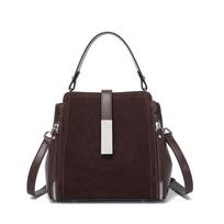 HIFASHION Suede Genuine Leather Bucket Bags For Women 2026 Luxury Retro Top Handle Purse Designer Office Shoulder Crossbody Bags kava
