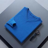 Klasikinis V formos kaklo megztinis vyrams Ruduo Žiema Kašmyro medvilnės mišinys Šiltas megztukas Drabužiai Pull Homme Man Hombres Megztinis XS blue