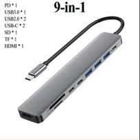 KEBIDU 9 Ports HUB USB C Docking Station 4K HDMI 100W PD Charger USB3.0 USB2.0,Type-C Port SD TF Card Reader for Laptop MacBook Windows Notebook 9 In 1 HUB gray
