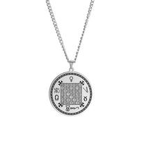 Dawapara Solomon Saturn Jupiter Magic Pendant Square Talisman Pendants Necklace Stainless Steel Occult Jewelry Steel color white