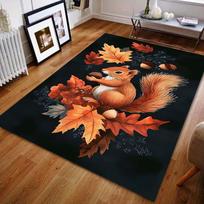Įvairių dydžių rudens lapų ir voverės rašto kilimas miegamajam, svetainei, lovos šonui, sofos grindų kilimėlis, modernus namų dekoras, plotinis kilimas 40cm x 60cm brown