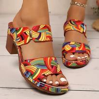 New Large-size High-heeled Women's Shoes, Lightweight Chunky Flip-flops 39 brown