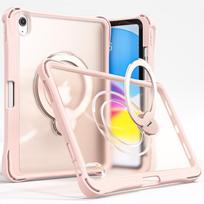 For iPad A16 11th 10 10th Generation Case Metal Stand Tablet Cover iPad Air 7 6 5 5th 4 4th 10.9 Pro 11 Pencil Holder Funda iPad 10th Gen 10.9&No Strap rožinė