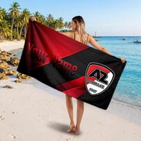 AZ Alkmaar Custom Beach Towel, Personalized Name Text Print, Football Logo Soft Quick‑Dry Towel Holiday Gift 80cmx160cm(31x63inch)