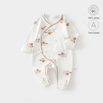 Baby Cotton Bodysuit: All-Season, Side Snap, Long Sleeve Homewear & Outdoor Crawling Outfit 66 white