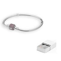 Pandora 925 Sterling Silver Bracelets Women's 590723CZS 18-Brand Original Box rožinė