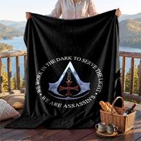 Warm Flannel Blanket Assassins Creed Pattern, Lightweight Comfortable Throw Blanket for Bed Sofa Use 80cmx120cm gray