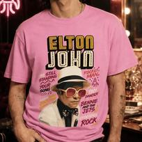Elton John Vintage TShirt Unisex Oversized ShortSleeve Tee Rocket Unisex Retro Rock Music Graphic Casual Streetwear Fan Tops S brown