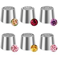 6Pcs Flower Russian Piping Tips Extra Large Stainless Steel Rose Flower Piping Nozzles Icing Tip Cake Decorating Flower Designs