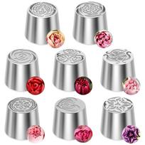 6Pcs Flower Russian Piping Tips Extra Large Stainless Steel Rose Flower Piping Nozzles Icing Tip Cake Decorating Flower Designs