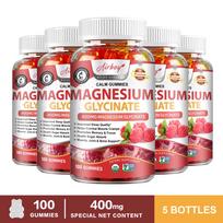 Airboy Magnesium Glycinate Gummies 600 mg - with Vitamin D3, B6, Calcium & Potassium, 100 Count, Muscle & Bone Support 100*5