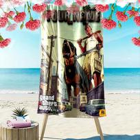 Name Custom Gta Print Beach Towel, Large Soft Quick Dry Towel for Beach Camping Swimming 70cmx140cm(27x55inch) black