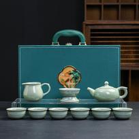 Vidurio rudens festivalio Geyao Kung Fu arbatos rinkinys Arbatinukas Namų atidarymo Verslo dovanos Dovanų dėžutė ru kiln teapot ge kiln blue box 10 heads žalia