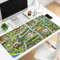 Kids Cartoon Town Road Map Desk Surface Color Gaming Area Non Slip Rubber Extended Keyboard Space Laptop Office Workstation Zone 800x300x2mm white