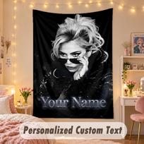 Custom Personalized Tapestry,Lady Gaga Print Custom Name Text Wall Art Hanging for Bedroom 150cmx200cm gray