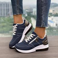 Sneakers Womens Up Lace Side Zipper Design Sports Shoes Casual Outdoor Walking Shoes 36 tamsiai mėlyna spalva
