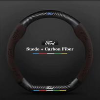 Ford ST EXPLORER EDGE Fiesta j235 Focus Mondeo F150 Fusion Mustang Kuga Ranger Car Anti-Slip Suede Carbon Fiber Steering Wheel Cover
