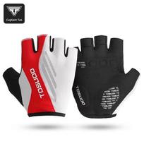 Captain Tass Bicycle Riding Gloves Women Half Finger Men's Spring and Summer Road Mountain Bike Non-Slip Shock Absorption Bicycle Equipment 2XL raudona/balta
