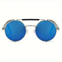 1 VNT Steampunk Apvalūs Metaliniai Rėmeliai Saulės Akiniai Madingi Retro Vyriški Klasikiniai Apvalūs Saulės Akiniai Apsauga nuo Saulės Akiniai blue