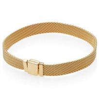 Originali rožinio aukso spalvos pynimo tinklelio Reflexions daug grandinėlių apyrankė, tinkanti mados S925 sterlingų sidabro bangle, karoliukų pakabukas, pasidaryk pats papuošalai 18cm beige