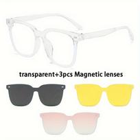 1 rinkinys Creative Magnetic Clip Madingi akiniai nuo saulės Nešiojami madingi akiniai lęšiai Trend Vyrai Moterims Prisegami akiniai white