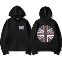 O-Oasis British Rock Band vintage Graphics Hoodie Men Women's Autumn Winter Coat Zip Up Jacket Casual streetwear M black