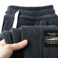 Vyriškos rudeninės veliūrinės patchwork elastinės kelnės prie čiurnos - Šiltos, madingos, universali sportinė apranga 5XL (180-200 jin) black