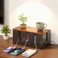 Desk Cable Organizer Box, Protector Floor for Home Phone Computers beige