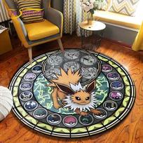 Animacinis Pokemonas Apvalus Kilimas Grindų Kilimėlis Miegamojo Flanelinis Gyvūno Kilimas Neslystantis Kūdikio Žaidimų Kilimėlis Vaikų Kambario Dekoro Kilimėliai 60cm