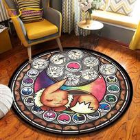 Animacinis Pokemonas Apvalus Kilimas Grindų Kilimėlis Miegamojo Flanelinis Gyvūno Kilimas Neslystantis Kūdikio Žaidimų Kilimėlis Vaikų Kambario Dekoro Kilimėliai 60cm white