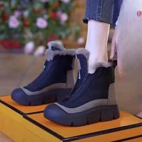 Versatile Autumn And Winter Martin Boots Cotton Shoes Mom High Top Snow Boots Soft Soled Short Boots With Thick Fleece Thick Soled 41 gray