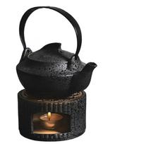 Indoor tea stove set with retro ceramic teapot suitable for warm family gatherings, office desk decoration, and hot drinks Two-piece Set gray