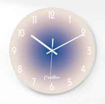 Creative Gradient Blue Glass Wall Clock Simple Gradient Art Clock Home Decoration Wall Hanging Watch Clock For Coffee Bar (as the picture,12 inch) gray