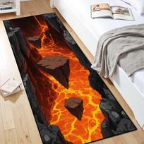 3D optinės iliuzijos Ugnikalnio lavos bėgimo takelio kilimas Juokinga namų puošmena Magmos srauto akmeninė platforma Kilimas Minkštas neslystantis kilimėlis prieškambariui 40X120CM black