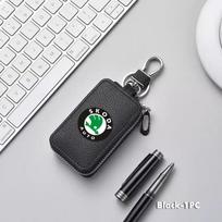 Automobilio rakto apsauginis dėklas Raktų laikiklis Mini automobilio rakto dėklas Piniginė Užtrauktuku užsegamas maišelis Raktų pakabukas Skoda S Kodiaq Octavia 2 3 Yeti Karoq Rapid white
