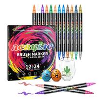 120-Color Double-Ended Acrylic Marker Pens for Kids' Painting & Doodling black