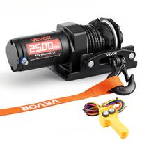 VEVOR 1134 kg elektrinis gervė, 12V DC ATV/UTV gervė su 4,8 mm skersmens x 12 m sintetiniu lynu ir laidiniu nuotolinio valdymo pultu, IP55 atsparus vandeniui 28.5 x 10.6 x 10.6 cm