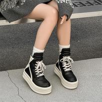 Martin Boots High-Street Board Shoes Autumn And Winter Men'S And Women'S Inverted Triangle Black And White Double-Layer Thick-Soled High-Top Shoes 36 women's size