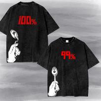 Mob Psycho 100 Vintage Acid Washed Tee - 99% Graphic T Shirt, Gift For Anime Fan. 3XL gray