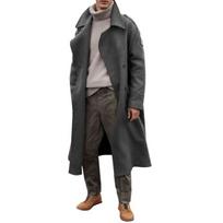 Fall Winter New Men's Long Wool Overcoat, Extra Long Over Knee Coat for European American Crossborder M pilka spalva