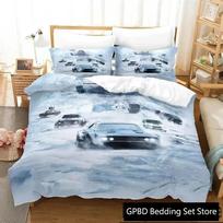 3D Print Fast and Furious Comfortable Duvet Quilt Cover Pillowcase Bedding Set Children Bedroom Decoration Home Textile EU Single 135*200cm/53x79in 3pcs