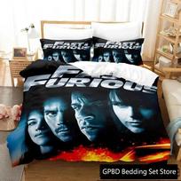 3D Print Fast and Furious Comfortable Duvet Quilt Cover Pillowcase Bedding Set Children Bedroom Decoration Home Textile 140*200cm/55x79in Single/Twin 3pcs