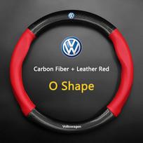 For Volkswagen VW Golf 7 Mk7 Touran Up Jetta Passat B8 KHVB7 Tiguan Carbon fiber Leather Car Steering Wheel Cover Breathable Anti Slip