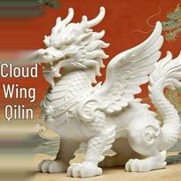 3D Printed Qilin Feng Shui Desk Ornament - Classic Mythical Beast Model 10cm x 9cm balta