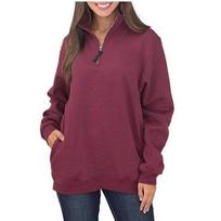 Premium Quality Womens Casual Zip Jumper Pullover Hoodies Top For Effortless Style Tag 2XL=US L vyno raudonos spalvos
