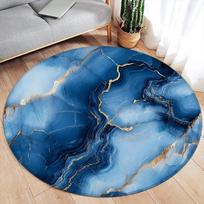 Abstraktaus marmuro apvalus kilimas – Žalio rašalo ir auksinės linijos dizainas – Modernus prabangus kilimas svetainei ar miegamajam, minkštas grindų kilimėlis Diameter 90cm(35in) gray