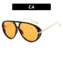 Vintage y2k Big Frame Pilot Sunglasses Women For Men Popular Luxury Brand Designer Sun Glasses Punk Rivet Oversized Eyeglasses As the picture yellow